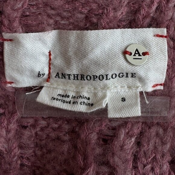 Anthropologie Rashida Open Cardigan Pink Chunky Open Cable Knit Oversized  Small - Picture 7 of 11